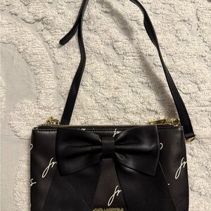 Elegant Black Bow Shoulder Bag KARL LAGERFIELD